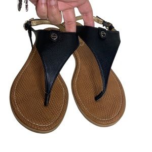 ST5 Sam Edelman Circus Black Pebble Leather Thong Sandals size 9